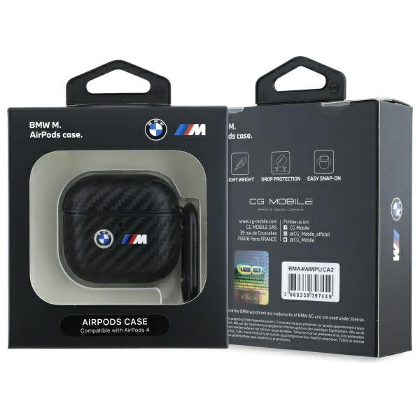 BMW AirPods 4 Kuori Hiilikuitu Kaksoislogo Musta
