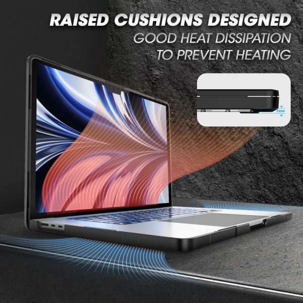 Supcase MacBook Air 15 M2 (A2941)/M3 (A3114) kuori Unicorn Beetle, musta