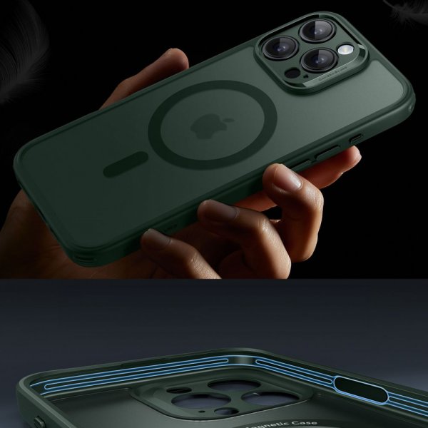 ESR iPhone 16 Pro Max -kuori ja -näytönsuoja Classic Pro MagSafe -setti vihreä