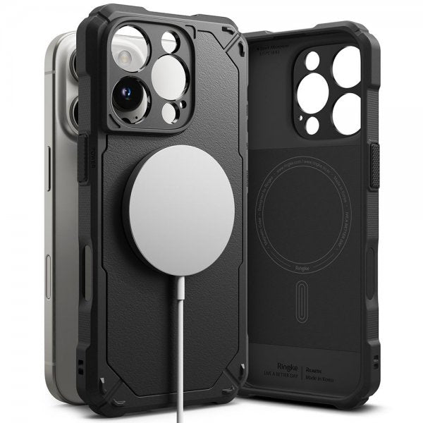 Ringke iPhone 16 Pro Max -suojakuori Rugged Gear Magnetic, musta