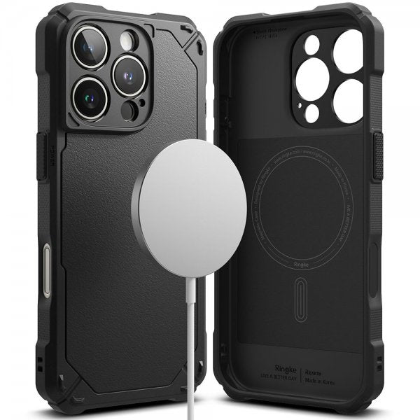 Ringke iPhone 16 Pro Max -suojakuori Rugged Gear Magnetic, musta