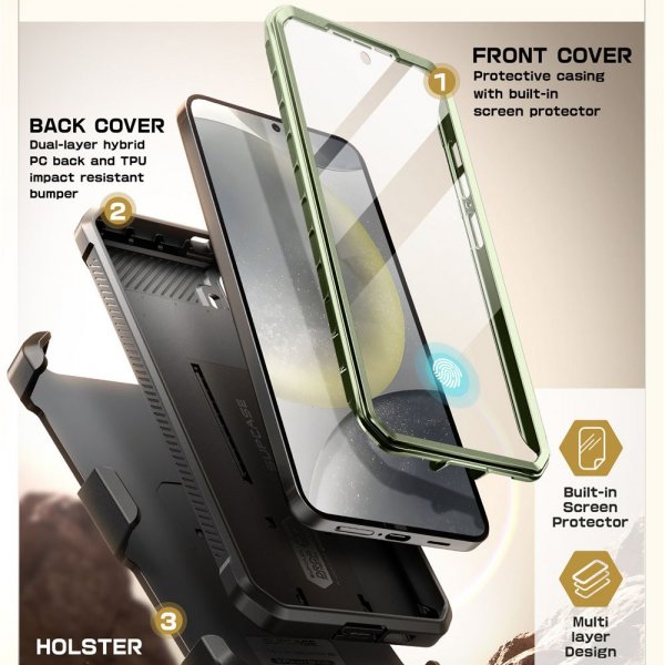 Supcase Samsung Galaxy S25 -suojakuori UB Pro Vihreä