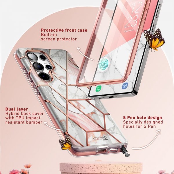Supcase Samsung Galaxy S25 Ultra Kuori Cosmo MagSafe Pink Marble