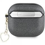 Guess AirPods 4 Metallic Script Charm -suojakuori, musta