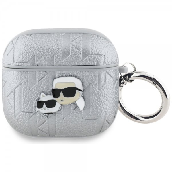 Karl Lagerfeld AirPods 4 -kuori Monogram Karl & Choupette Silver
