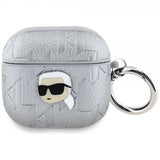 Karl Lagerfeld AirPods 4 -kuori monogrammikuviolla, hopea
