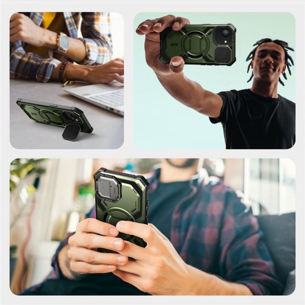 Supcase iPhone 16e/iPhone 17e Kuori ArmorBox MagSafe Vihreä