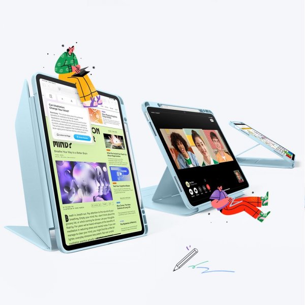 ESR iPad Air 13 (M2/M3/M4) Suojakotelo Flip Hybrid Sininen