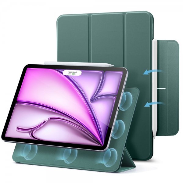 ESR iPad Pro 12.9 (sukupolvi 4/5/6)/iPad Air 13 (M2/M3/M4) Rebound Magnetic -suojakotelo, vihreä
