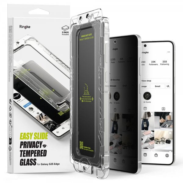 Ringke Samsung Galaxy S25 Edge Näytönsuoja Easy Slide Privacy 2-pakkaus
