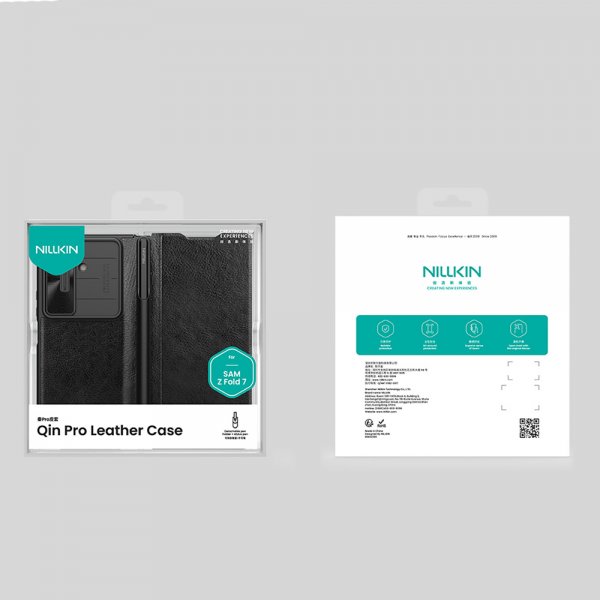 Nillkin Samsung Galaxy Z Fold 7 Kotelo Qin Pro Nahka Musta
