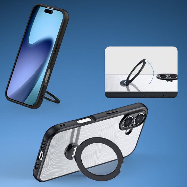 Dux Ducis iPhone 17 -kuori Aimo Series MagSafe Jalusta Musta