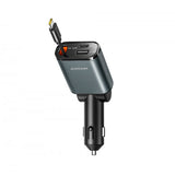 Joyroom 45W autolaturi sisäänrakennetulla USB-C-kaapelilla ja USB-A/USB-C-liitännällä Harmaa