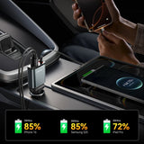 Joyroom 45W autolaturi sisäänrakennetulla USB-C-kaapelilla ja USB-A/USB-C-liitännällä Harmaa