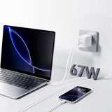 Joyroom 67W Seinälaturi sisäänrakennetulla USB-C-kaapelilla ja USB-C-liitännällä, valkoinen