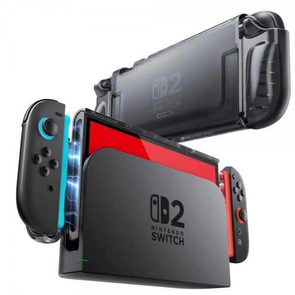 Supcase Nintendo Switch 2 -suojakuori, kirkas, musta