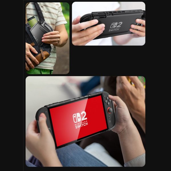 Supcase Nintendo Switch 2 -suojakuori, kirkas, musta