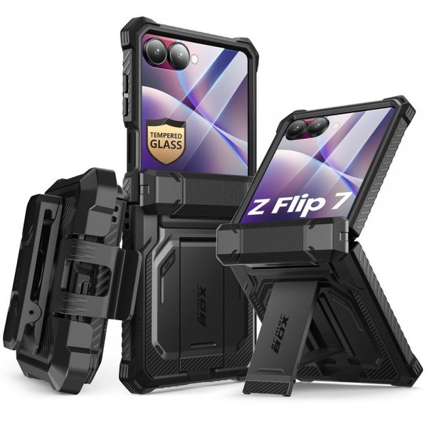 Supcase Samsung Galaxy Z Flip 7 Kuori ArmorBox Musta