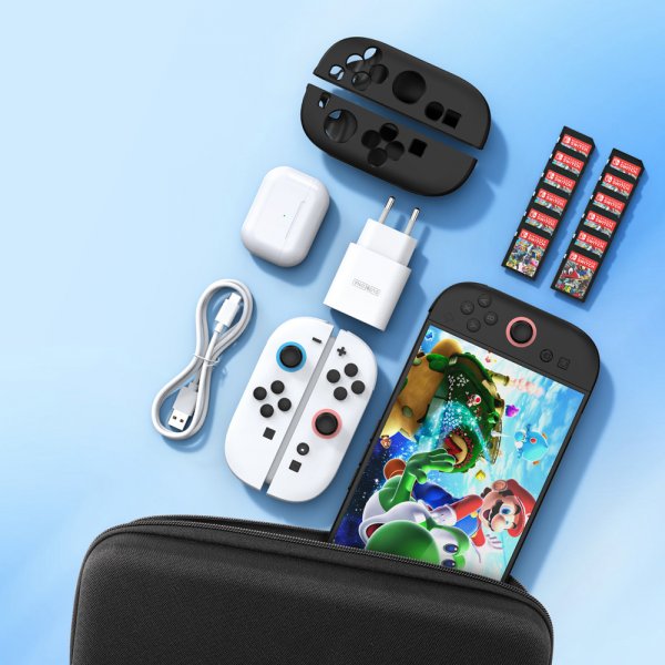 Dux Ducis Nintendo Switch 2 -kantolaukku, jossa kahva ja pelisäilytystila, musta