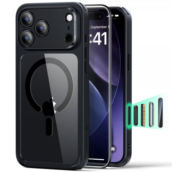 ESR iPhone 17 Pro Classic Hybrid MagSafe -kuori ja näytönsuoja -setti musta läpinäkyvä