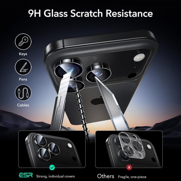 ESR iPhone 14/15/16/17 Pro & Pro Max Kameran suoja Armorite Musta