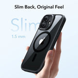 ESR iPhone 17 -suojakuori Classic Hybrid Kickstand MagSafe musta läpinäkyvä