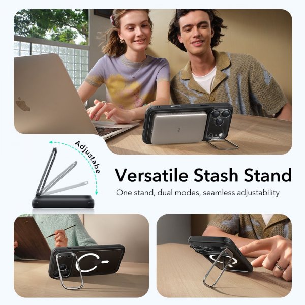 ESR iPhone 17 Pro Max kuori Classic Hybrid Kickstand MagSafe musta läpinäkyvä