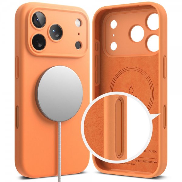 Ringke iPhone 17 Pro Max -kuori silikoninen magneettinen, Tangerine