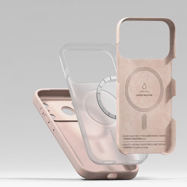 Ringke iPhone 17 Pro Silikonikuori Magneettinen Hiekanroosa