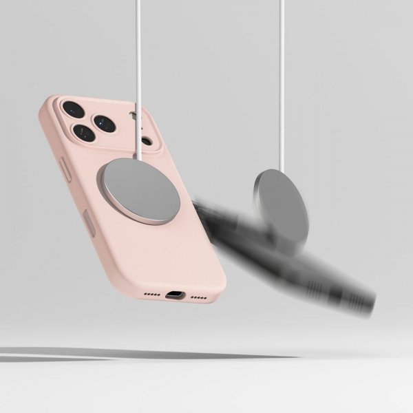 Ringke iPhone 17 Pro Silikonikuori Magneettinen Hiekanroosa