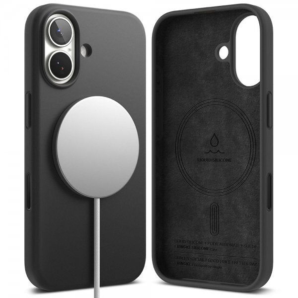 Ringke iPhone 17 -silikonisuojakuori magneettikiinnityksellä, musta
