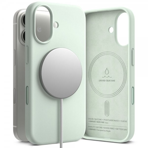 Ringke iPhone 17 -kuori, silikonia, magneettinen, Soft Mint