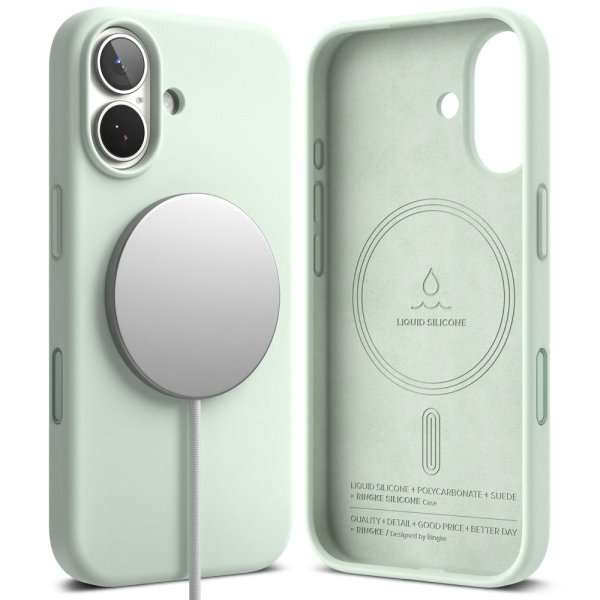Ringke iPhone 17 -kuori, silikonia, magneettinen, Soft Mint