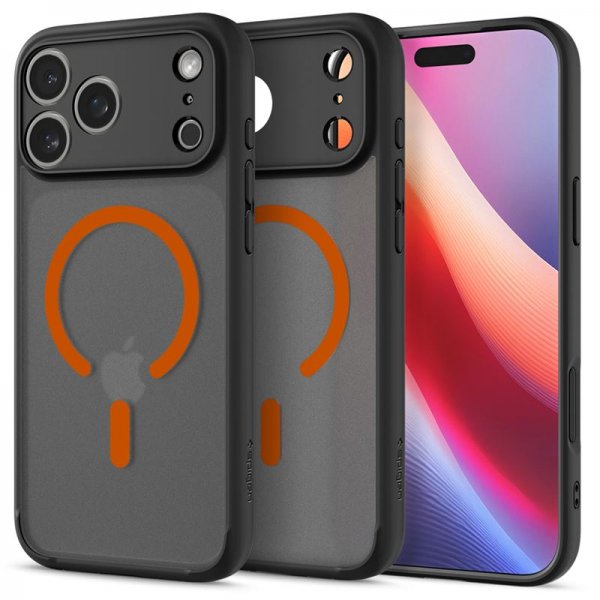 Spigen iPhone 17 Pro Max -kuori Ultra Hybrid MagFit Frost Black Orange