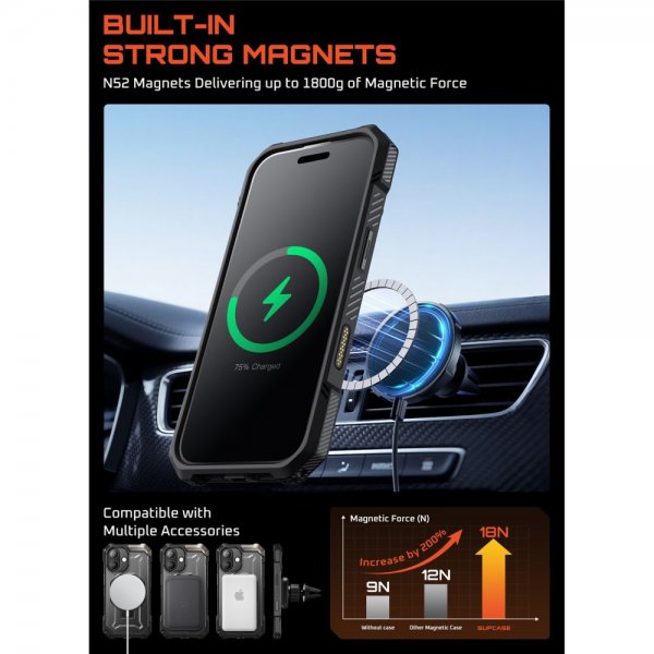 Supcase iPhone 17 -kuori UB Grip MagSafe Musta