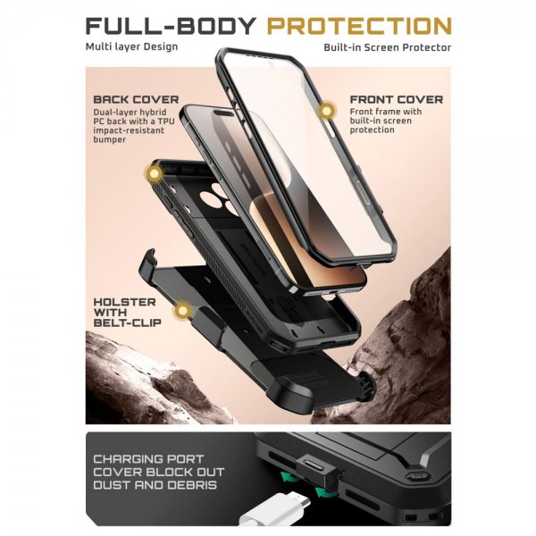Supcase iPhone 17 Pro -suojakuori UB Pro Musta