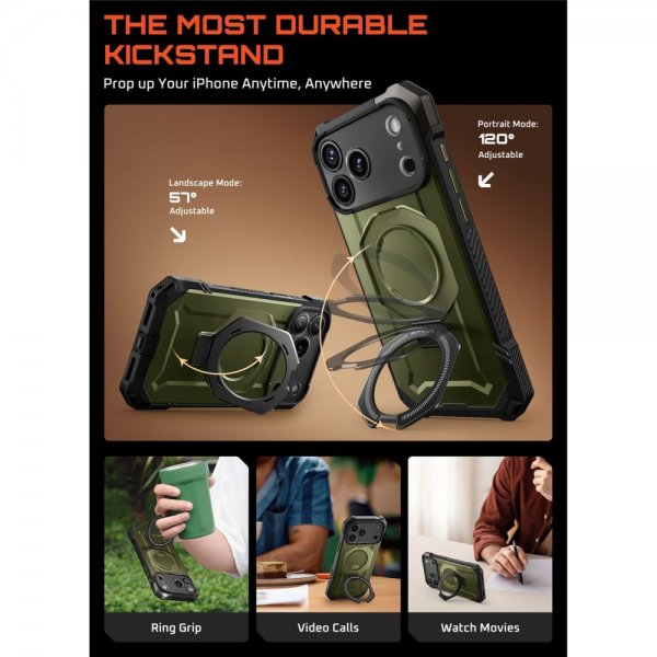 Supcase iPhone 17 Pro -suojakuori UB Grip MagSafe Vihreä