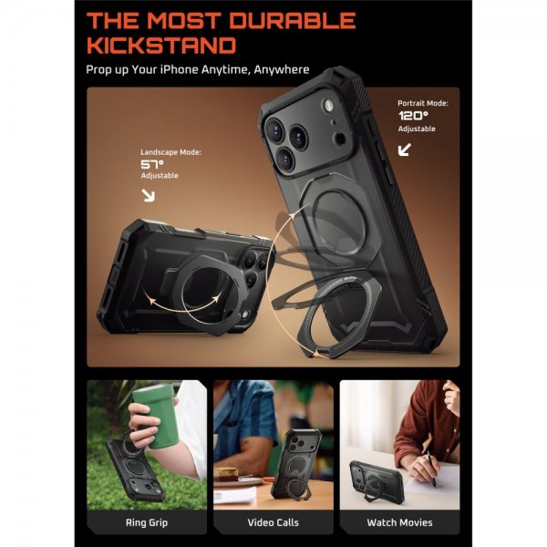 Supcase iPhone 17 Pro -kuori UB Grip Pro MagSafe, musta