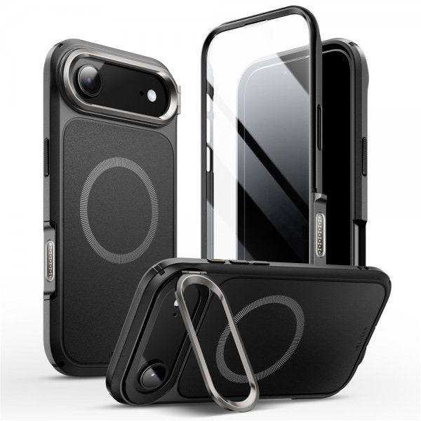Supcase iPhone Air -kuori Ares Flip MagSafe Musta
