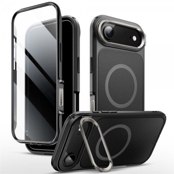 Supcase iPhone Air -kuori Ares Flip MagSafe Musta
