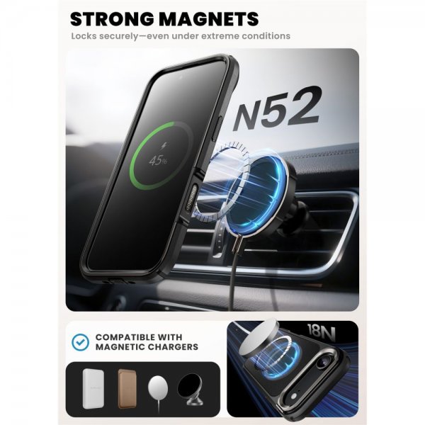 Supcase iPhone Air -kuori Ares Flip MagSafe Musta