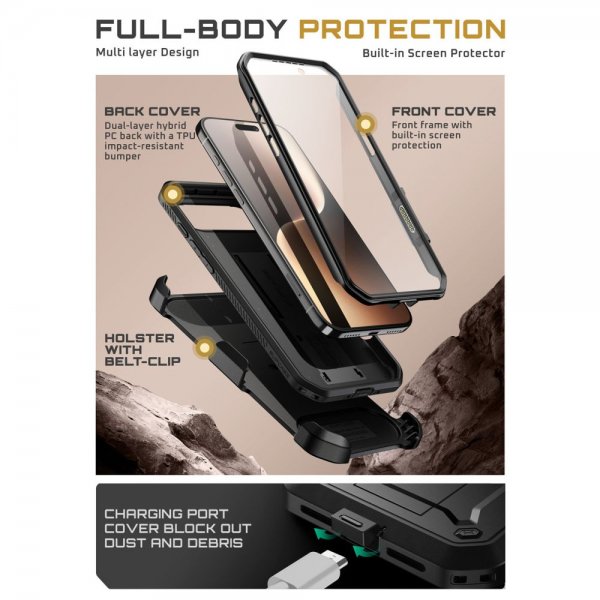 Supcase iPhone Air -kuori UB Pro, musta