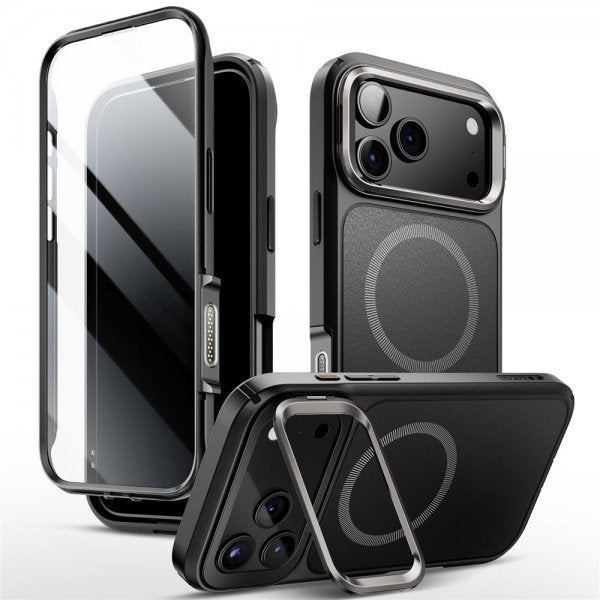 Supcase iPhone 17 Pro Max Ares Flip MagSafe -suojakuori, musta