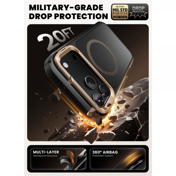 Supcase iPhone 17 Pro Max Ares Flip MagSafe Kultainen kuori