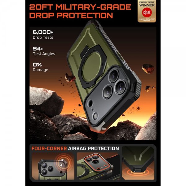 Supcase iPhone 17 Pro Max -suojakuori UB Grip MagSafe Vihreä