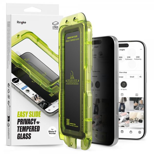 Ringke iPhone 17 Pro -näytönsuoja Easy Slide Privacy 2 kpl