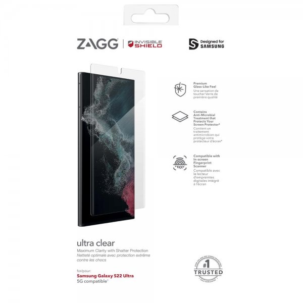 ZAGG InvisibleShield Samsung Galaxy S22 Ultra -näytönsuoja Ultra Clear