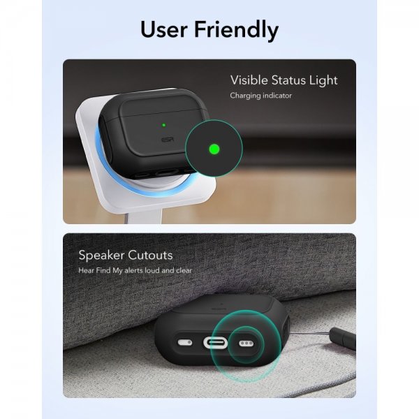 ESR AirPods Pro 3 -kuoret Orbit Hybrid HaloLock, musta