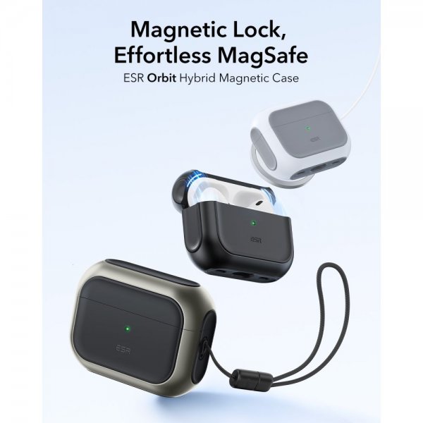 ESR AirPods Pro 3 -kuoret Orbit Hybrid HaloLock, harmaa