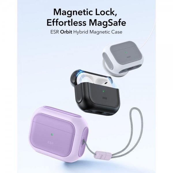 ESR AirPods Pro -suojakuori Orbit Hybrid HaloLock, violetti